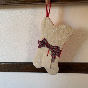 Plaid Bow Cream Holiday Stocking